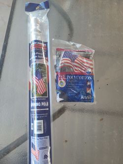 3'x5' Polycotton American Flag with a Valley Forge 2-Piece 5' Aluminum Spinning Flagpole
