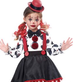 Girls Creepy Clown Halloween Costume