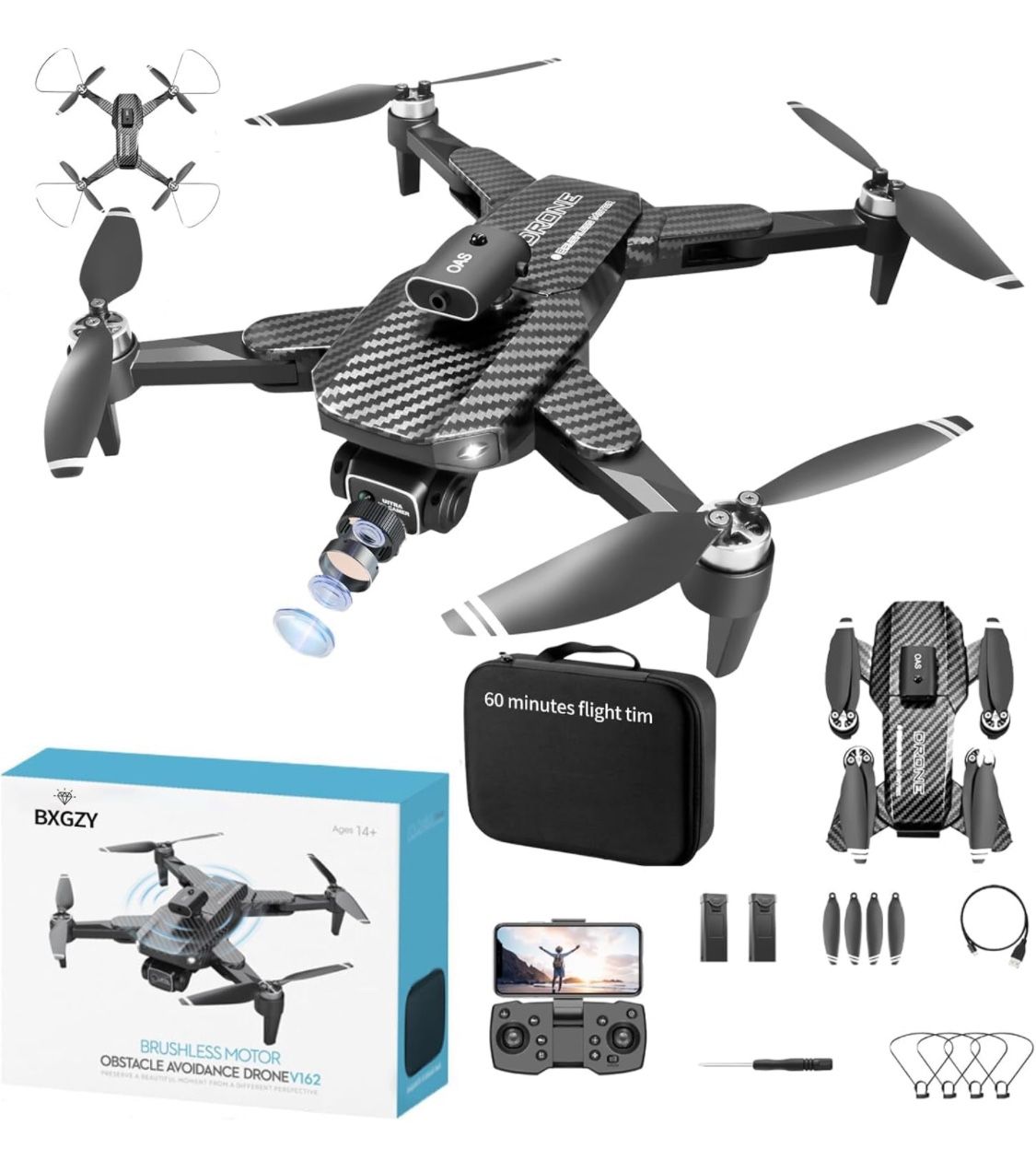 4k Drone with 1080P Camera for Beginners and teenagers (Equipped with dual cameras), Foldable Drones, small-scale Drone With Height Setting Function,