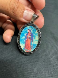 Stainless Holographic Virgin Mary Pendant