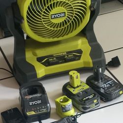Ventilator Ryob Whiper  En Perfectas Condiciones Trabajando Bien Con 2 Baterias Y2 Cargadores