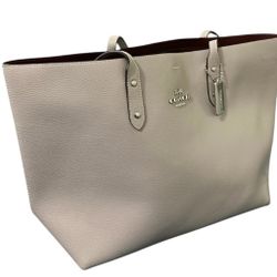 Coach Leather Tote Bag Size Large Gray