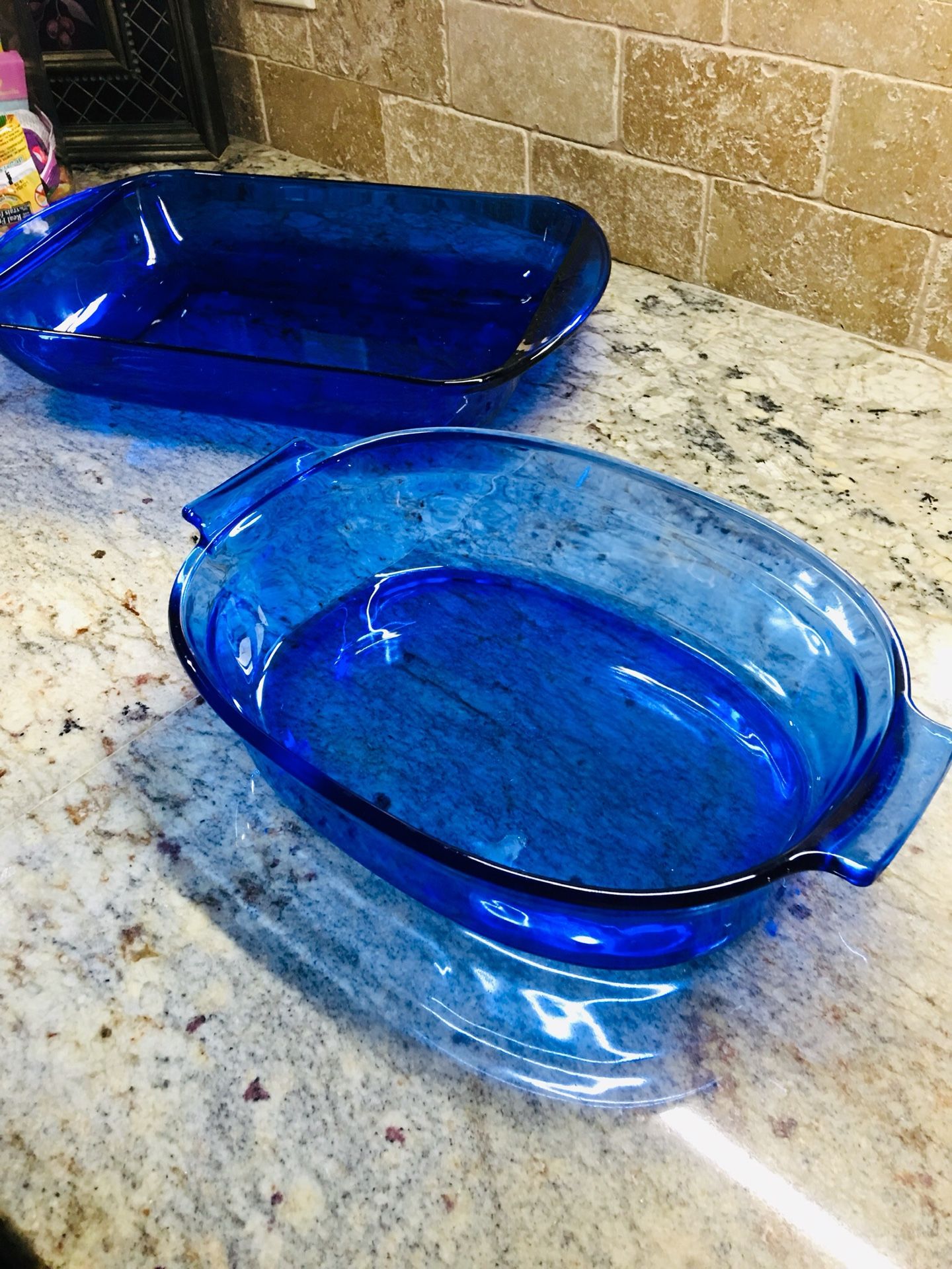 Cobalt blue glass baking dishes