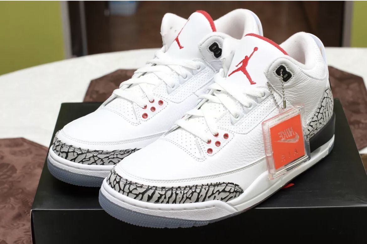 NIKE AIR JORDAN 3 WHITE CEMENT FREE THROW LINE Sz 10 DS for Sale in ...