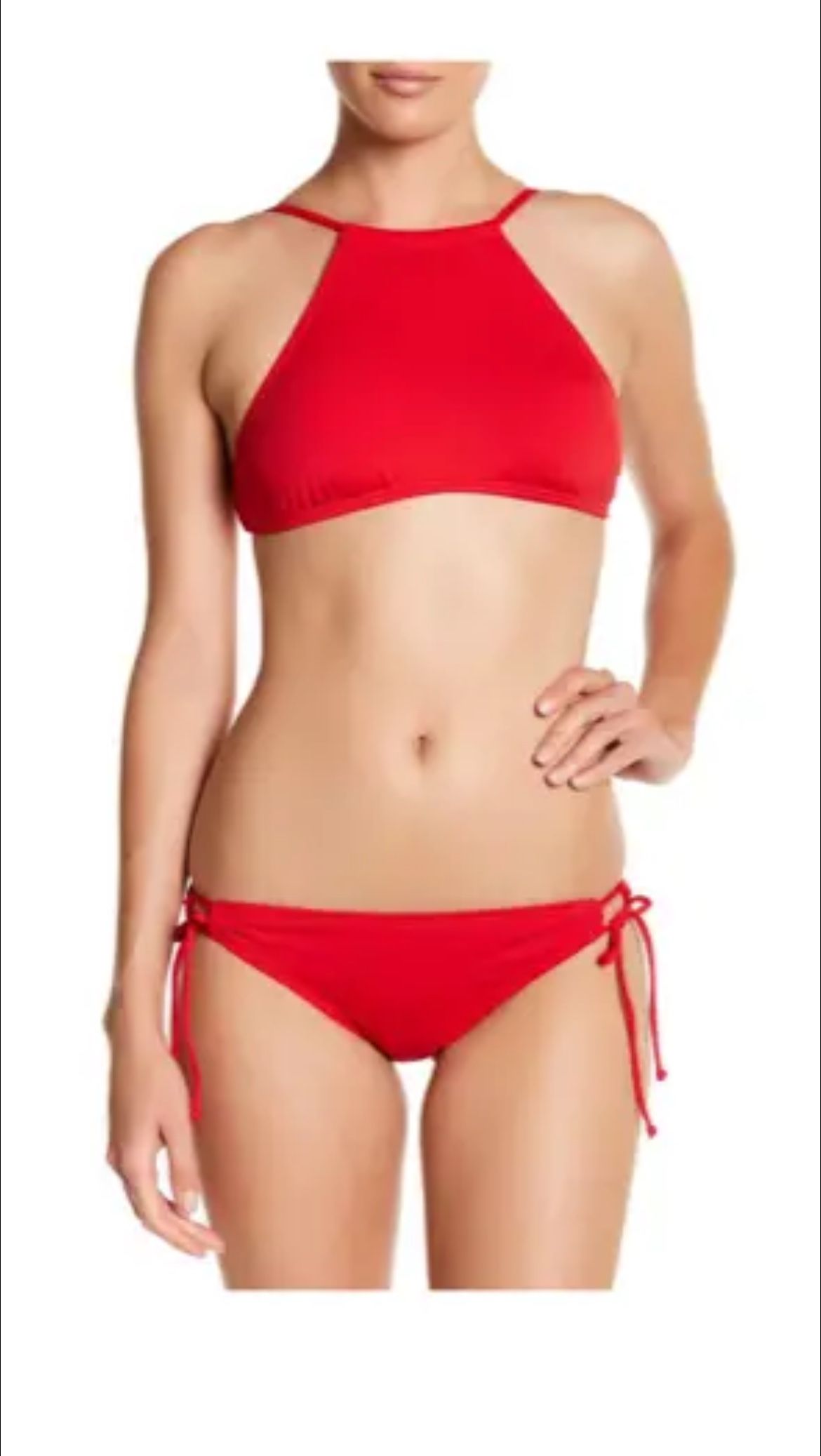 new $90 The Bikini Lab 2 piece Swimsuit Red Top & Bottom Bikini Set Small