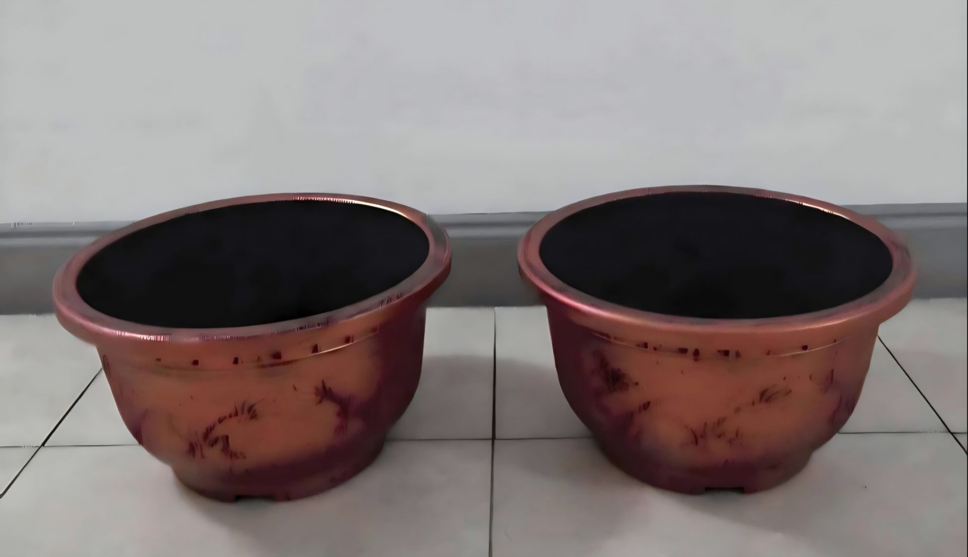 PAIR of 15" (Diameter) Copper Resin Planters (2 for $30) @ Lasting Creations