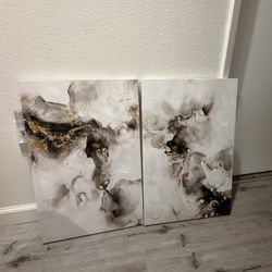 Set Of 2 Marbled Wall Art 