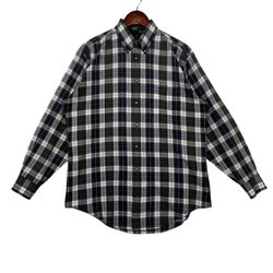 VINTAGE NORDSTROM Plaid Button Up Mens Shirt SZ MEDIUM 