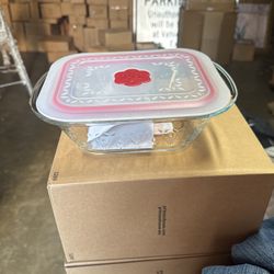 Recipiente De Fantasía Con Tapa roja 6por 8 Princess House Nuevo En Caja Precio Firme 40