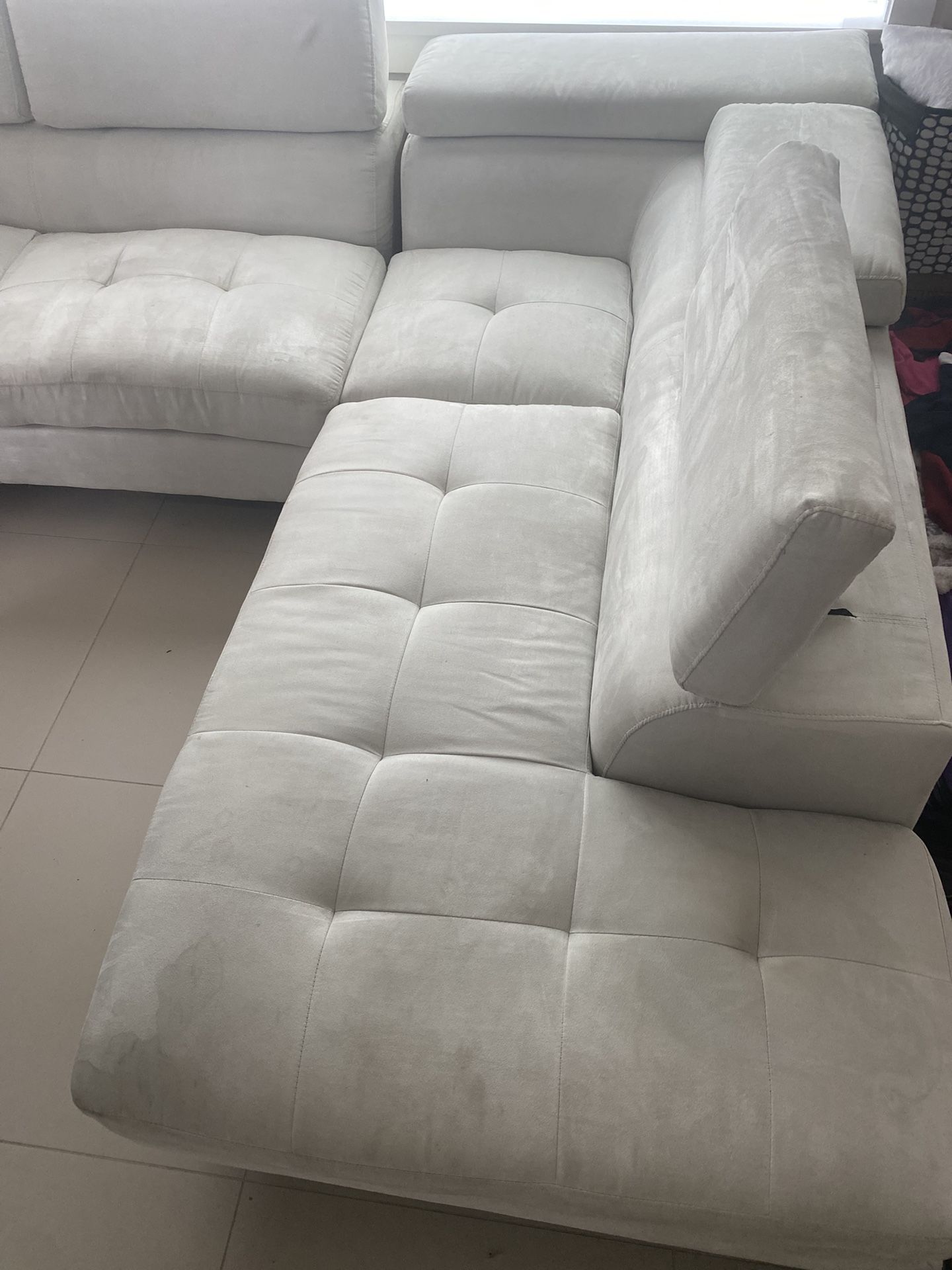 Luxury White Suede Sectional- Estate Sale