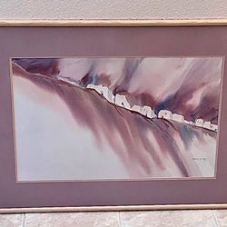 🚨 Deal: ✨ Vintage 1985 Framed and Matted Art “Village on a Hill”, signed by Artist