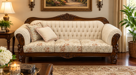 Victorian Style Carved Wood Sofa