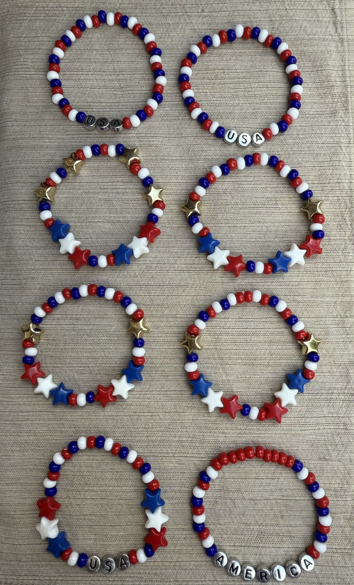 NEW Handmade Patriotic USA America Bracelets - Small