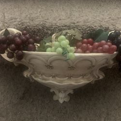 Vintage Scrolled Pottery Wall-Mount Decorative Bowl