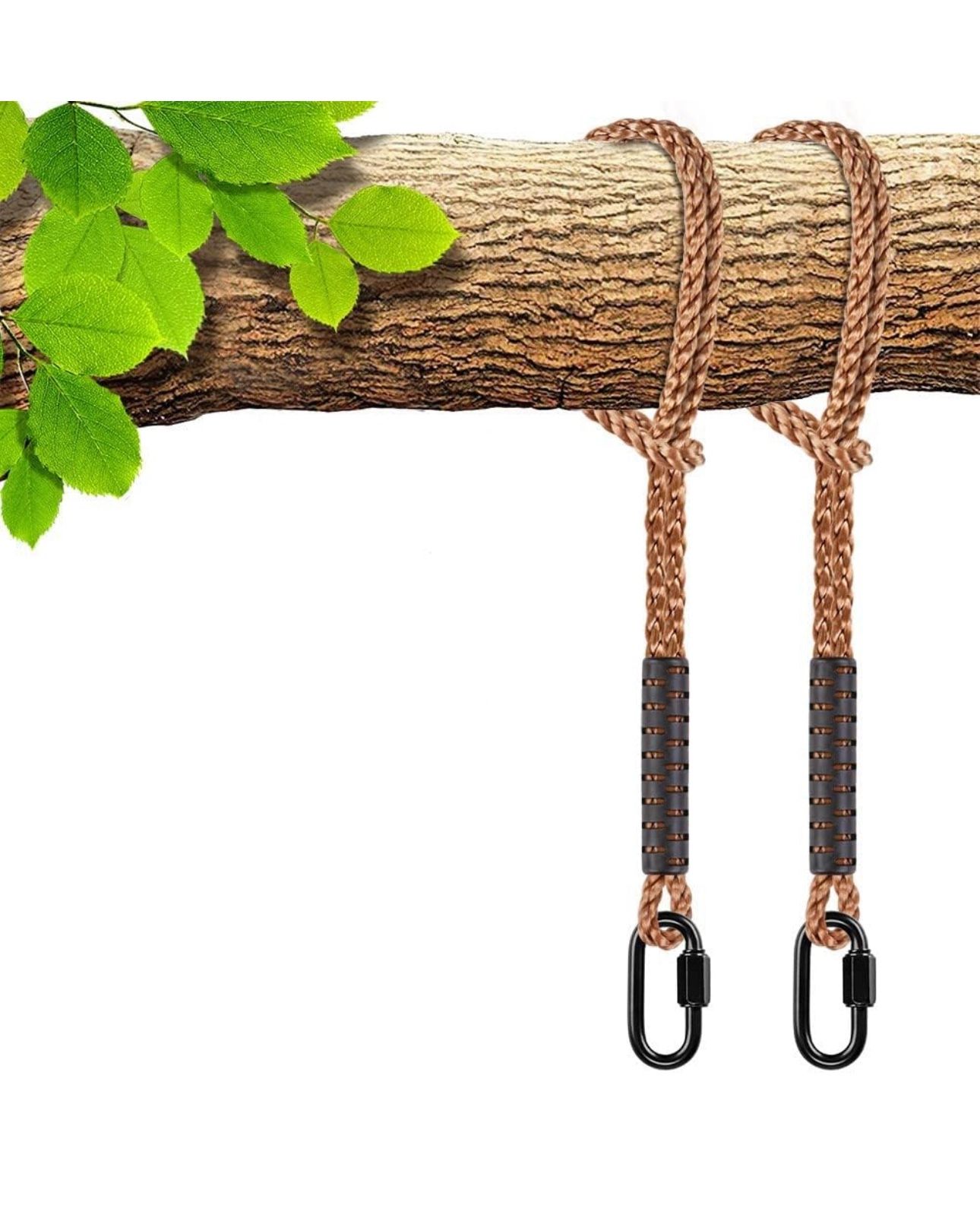 SELEWARE Hammock Straps, Tree Swing Rope, Hammock Chair Hanging Rope Kit W/Stainless Steel Carabiner Snap Hook Holds to 1000lbs, for Outdoor Playgroun