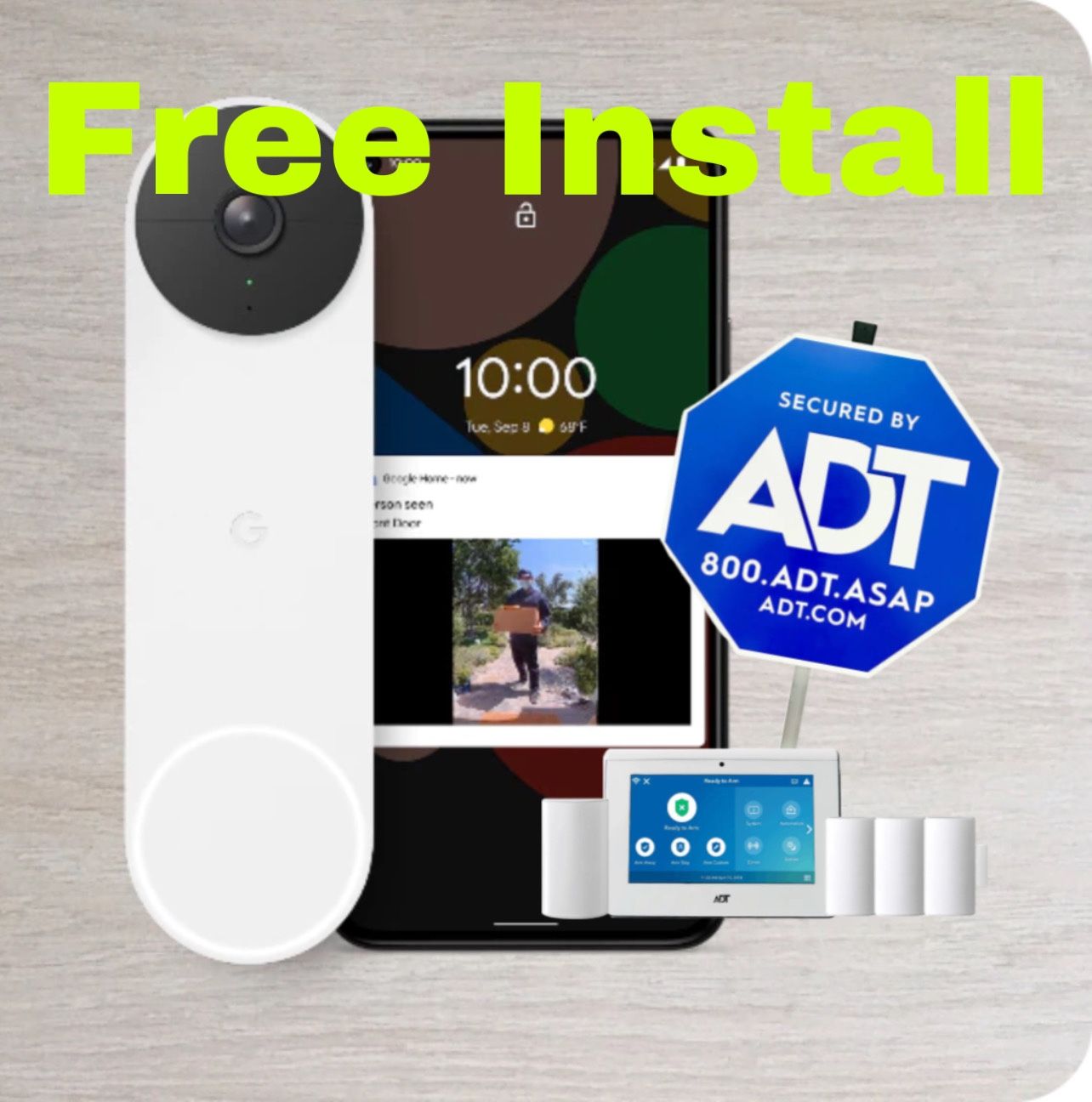 Ring Doorbell Camera ADT Security Free , Nest , Arlo Smart alarms