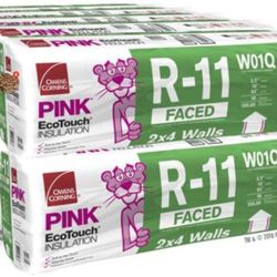 1 Bag Insulation  Corning Pink R11  Faced 2x4 Walls