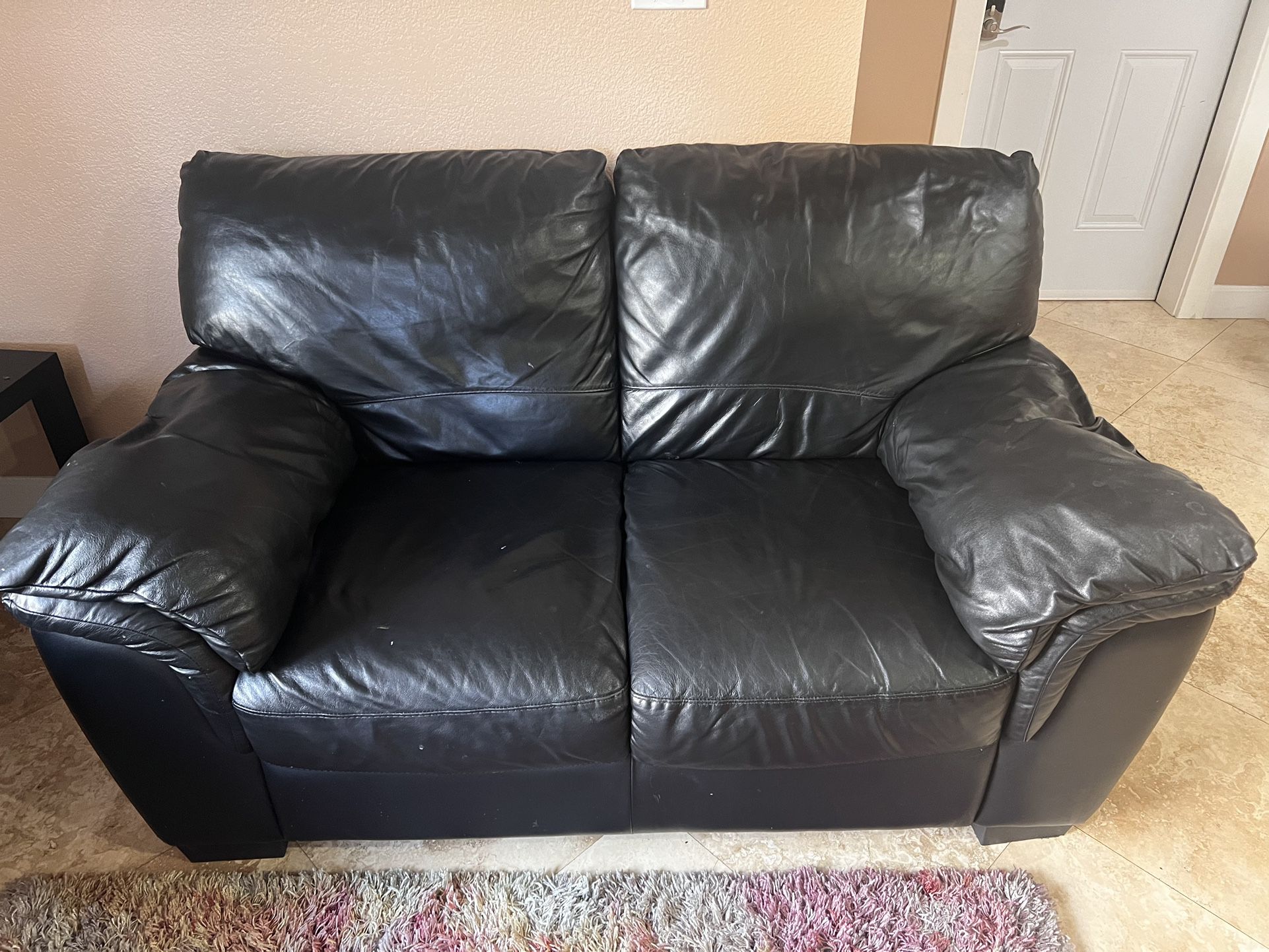 2 Piece Black Leather Couch 