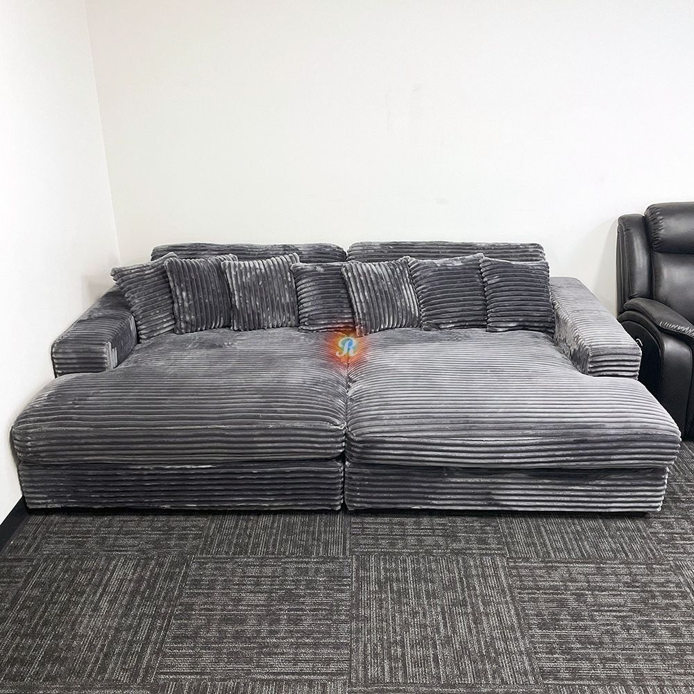 Oversized Corduroy Sleep Sofa Bed, Double Chaise Modular Sectional Couch