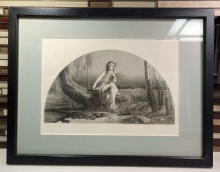 Framed Antique Steel Plate Engraving Of  " Ophelia " from Hamlet  $125.00