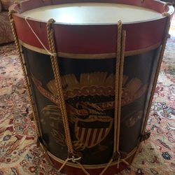 Antique Civil War Style Painted Wood & Rope Drum Table