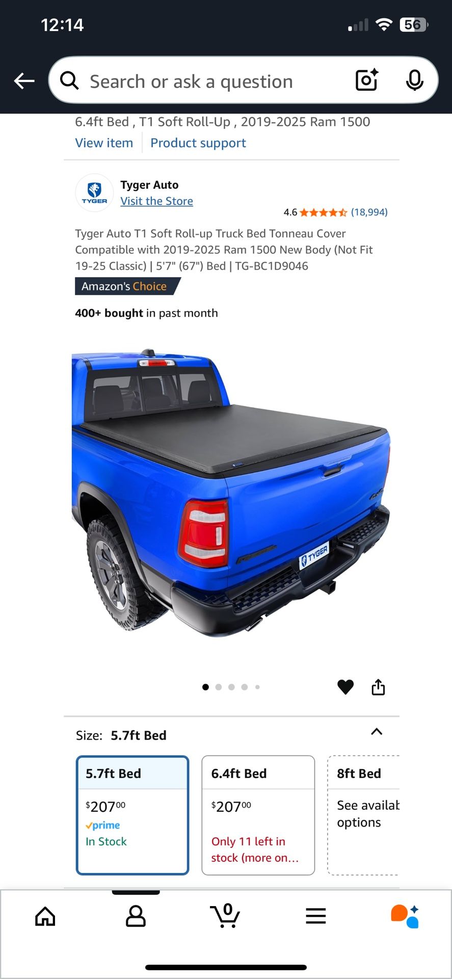 **Brand New** Tyger Auto T1 Soft Roll-up Truck Bed Tonneau Cover