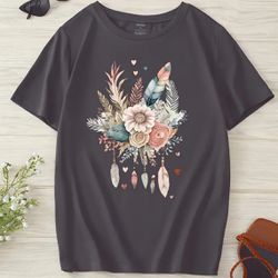 New. Women’s Size Large Flower And Feather Graphic Tee