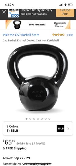 Weights Cap 15 lbs - enamel coated kettelbell