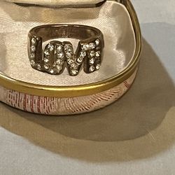 Sz 9.75 Rhinestones LOVE Ring