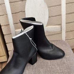 A New Day, black Leather Boots Womans