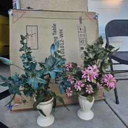 Home Decor Set Of Two Fake Flowers With Pot  