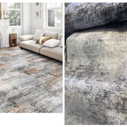 6x9 Area Rug – Ultra-Soft, Washable, Indoor Use, Modern Abstract Design, Non-Slip, New (Opened for Inspection Only), Salmon Grey