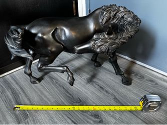 Title: Large Vintage Solid Bronze Horse Sculpture - "Lightning" by Claude LeClerc (17" x 24")