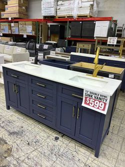 72" Double Bowl Sink Vanity – Navy Blue
