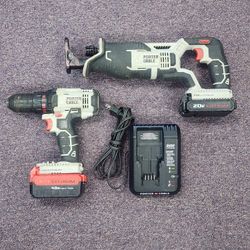 Porter Cable 1/2" Drill Driver & Reciprocating Saw with 2 Batteries & Charger 