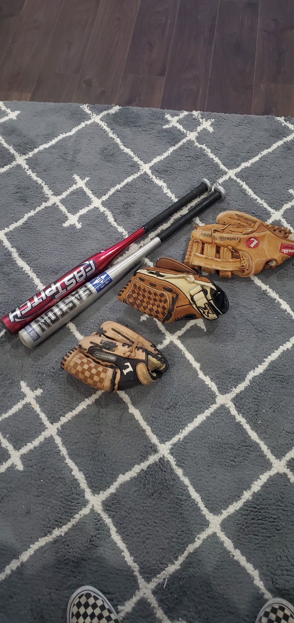 Youth Baseball items + 1 broken in adult glove