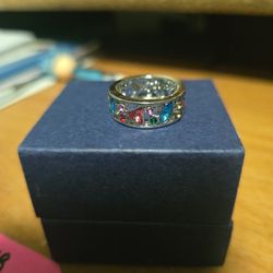 Size 6 Sterling Silver Band With Colorful Stones