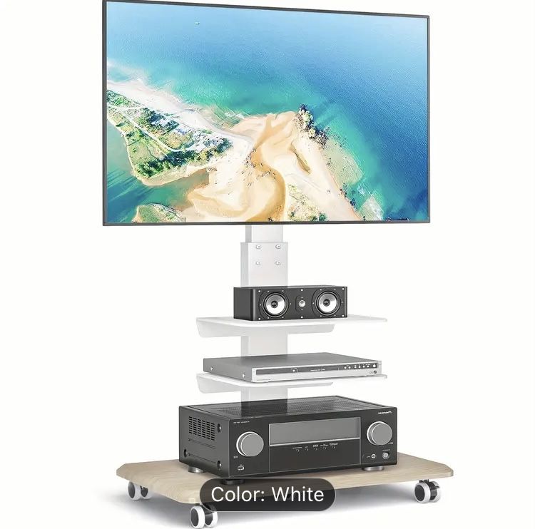 Mobile TV Cart Rolling TV Cabinet, Maximum 110 Lbs, Portable TV Stand With Wheels For 40-75”
