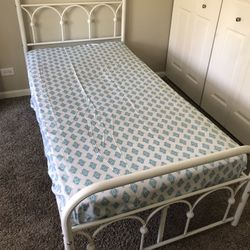 White Iron Single Bed Frame