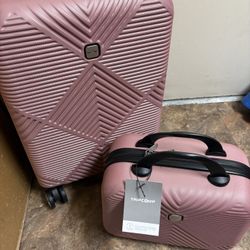 New 2 Pc Pink Luggage Set