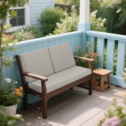 Outdoor Loveseat Cushion Set 48 x 24 Inch, Waterproof & 3-Year Fade Resistant Patio Furniture Cushions with Removable Cover, Ties and Hidden Zipper fo