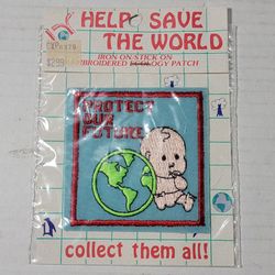 Vintage 1990's Joy Patch Iron Help Save the World- Protect Our Future 