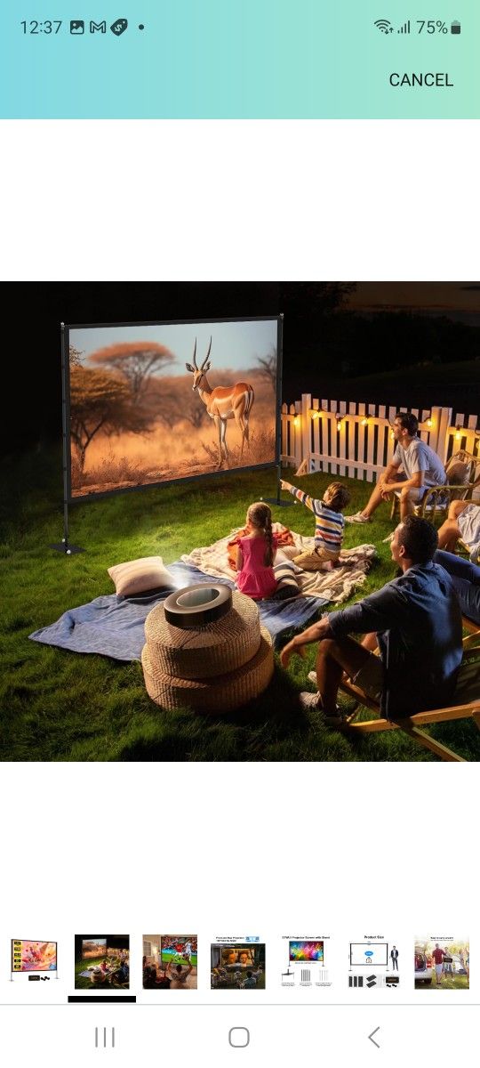 Outdoor-Projector-Screen-with-Stand - 120 inch Portable Projector Screen Indoor Outdoor Projector Screens 16:9 4K HD Lightweight Movie Screen with Car