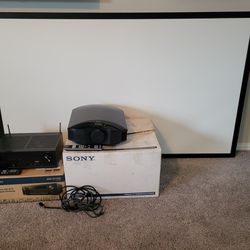 Home Theater Package--SONY 1080P Projector,  98" Da-Lite HD Fixed Screen, and Denon 7.2 Channel AVR Receiver for Sale $750 or Best Offer.