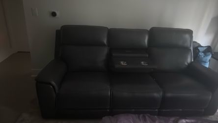 Leather reclining sofa