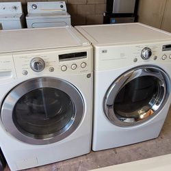 LG Front Loading Washer And Stackable Gas Dryer Set 