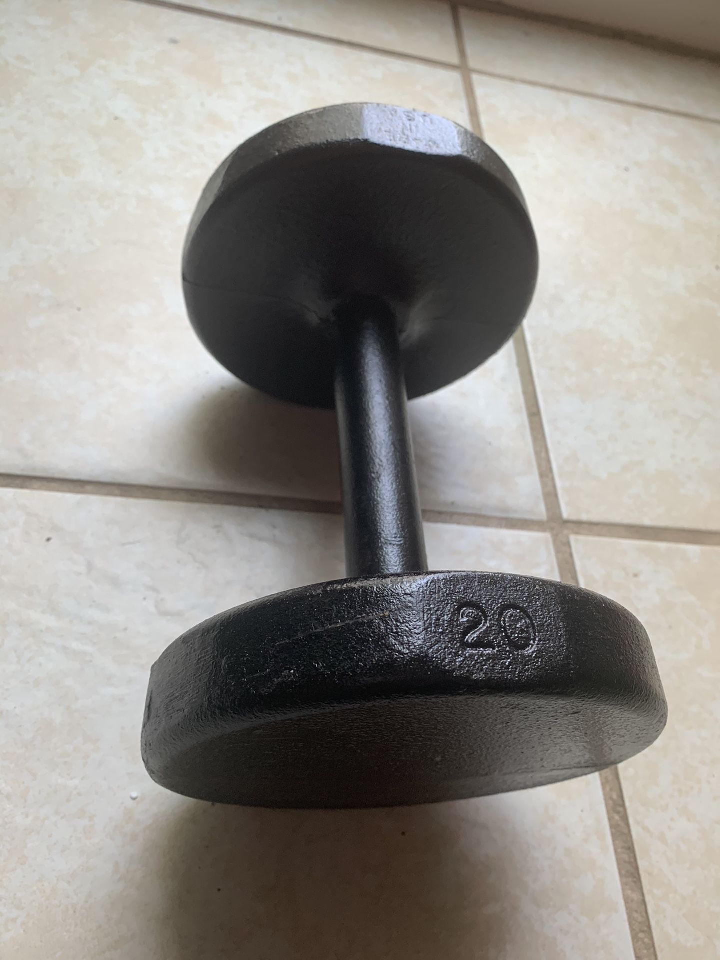 Vintage Cast iRon 20 Lbs Dumbbell  (Made In USA)