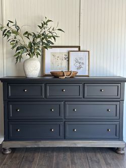 Beautiful Black With Walnut Custom Base Dresser