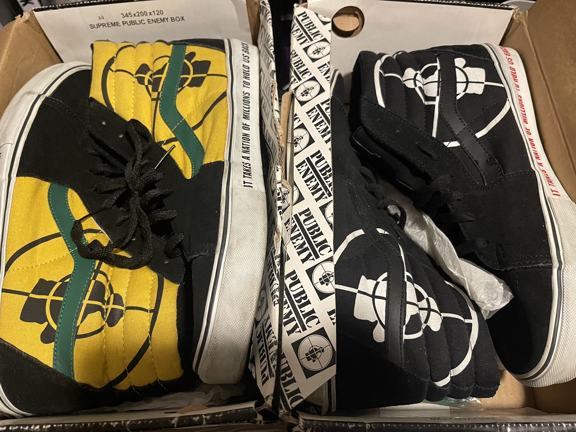 Worn Mens Size 13 Vans Sk8 Hi SL Supreme Public Enemy