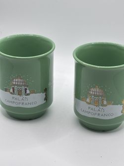 4 Coffee Cups Green And Gray Nice Cups 